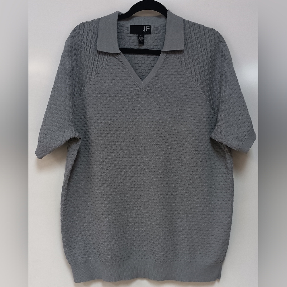 J. Ferrar Gray Textured Polo Shirt